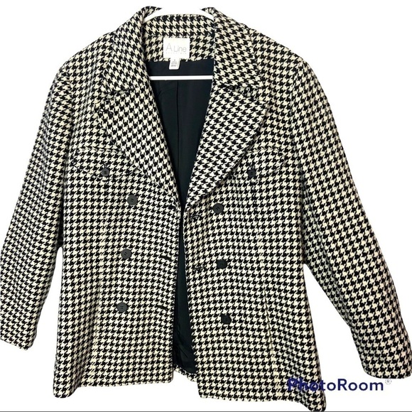 Anne Klein A-Line Wool Houndstooth Blazer Double Breasted Jacket Lined V… - Picture 11 of 11